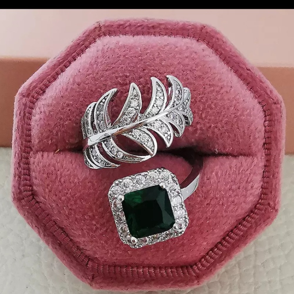 Swarovski Elements Adjustable Ring Feather Cut Mo… - image 3